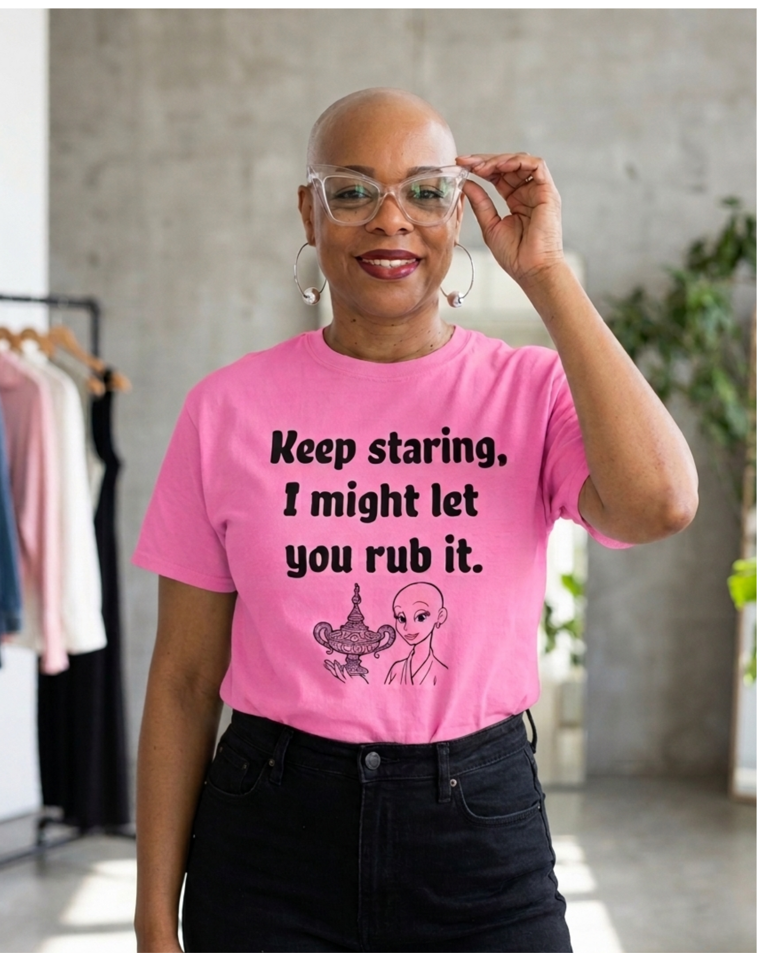 keep staring tee confidence tee for bald women alopecia warriors hair loss journey